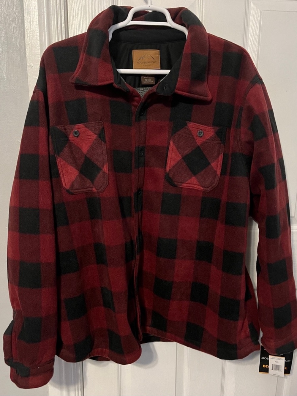 NWT Mountain Ridge Sherpa Lined Buffalo Plaid Men’s Button Down Shirt Shacket